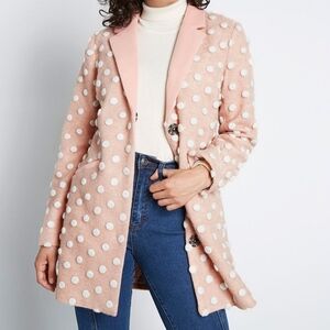 Modcloth Pink Polka Dot Coat | Size Large - NWT